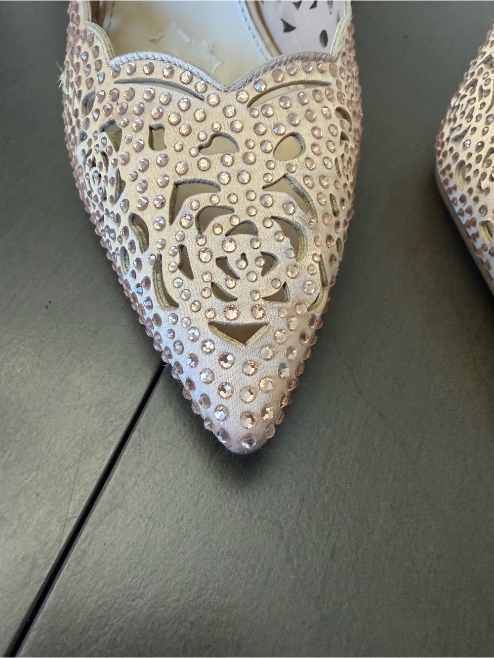 BETSEY JOHNSON Rose Gold Blush Rhinestones Heels  Size 9 - Picture 7 of 9
